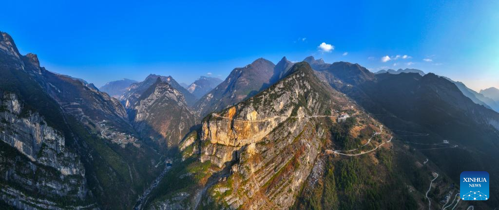 View of Lanying Cliff Road in SW China's Chongqing