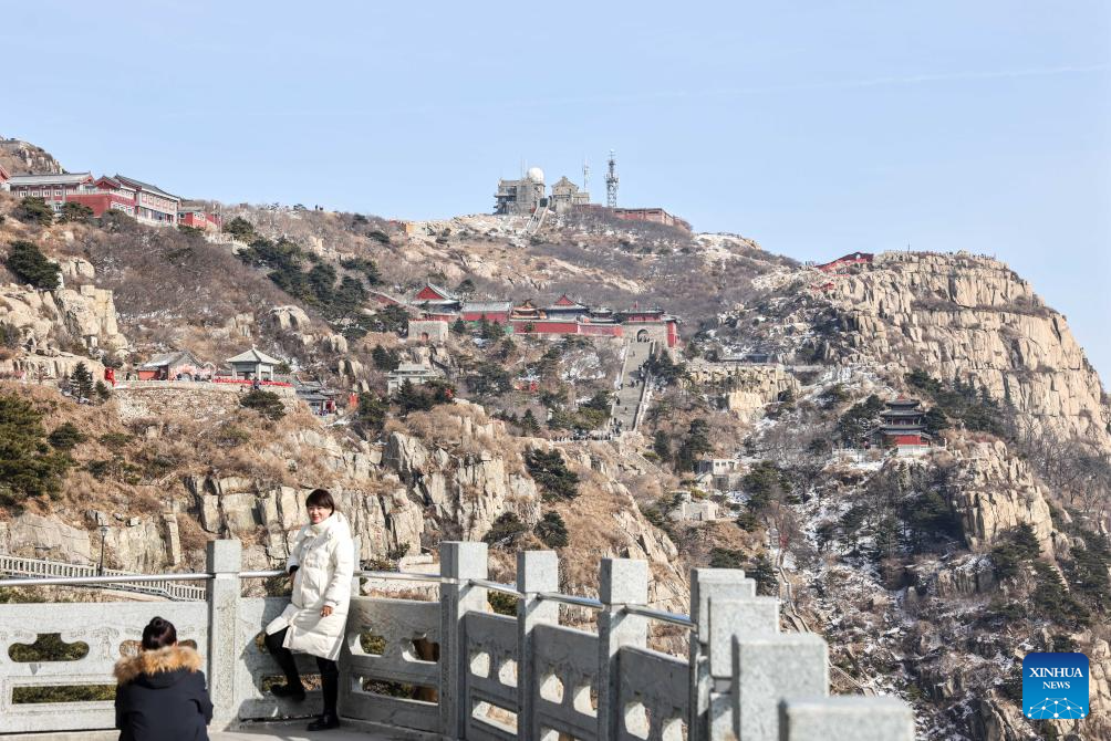 Tourists visit Mount Tai scenic area in east China's Shandong