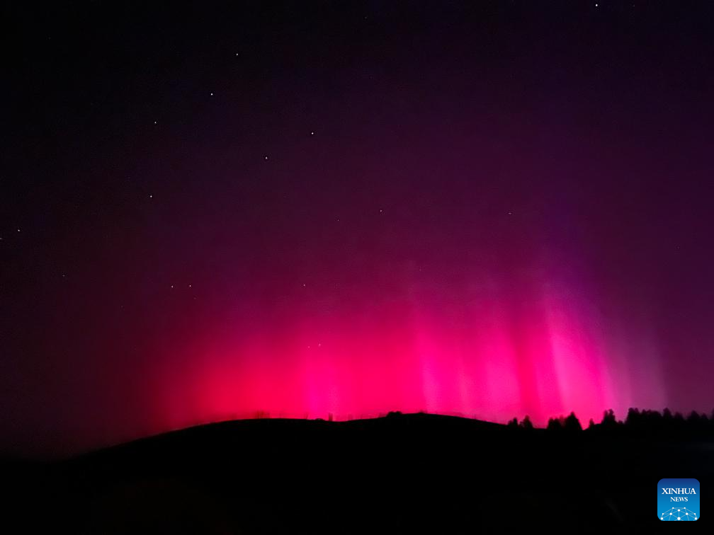 View of northern lights in Urumqi