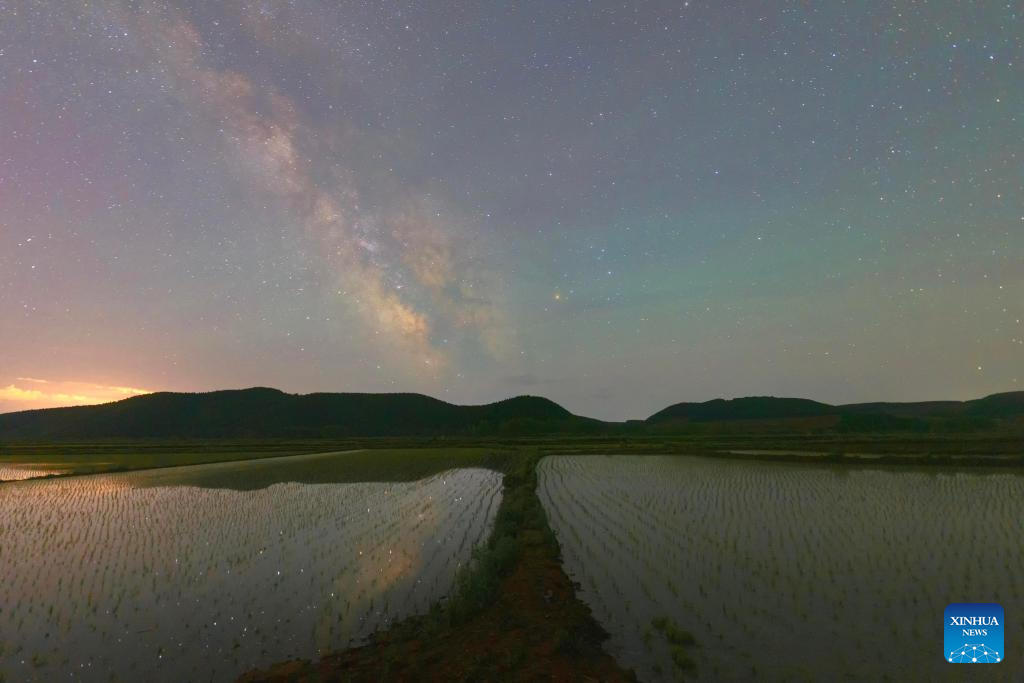 Night view of paddy fields in Heilongjiang, NE China