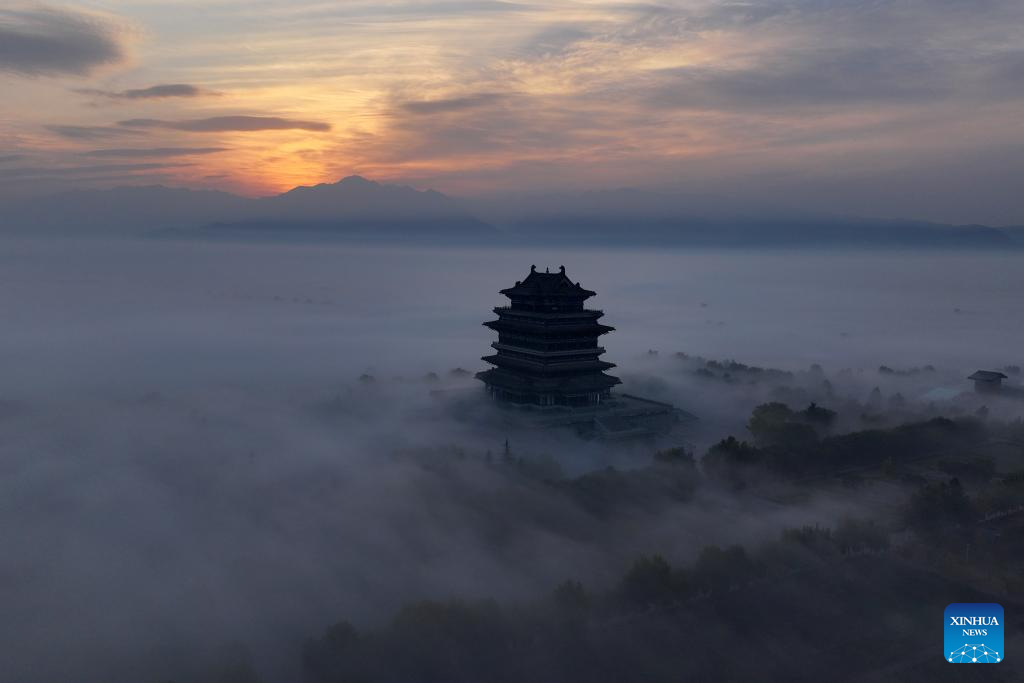 Drone view of famous landmarks in China's central region