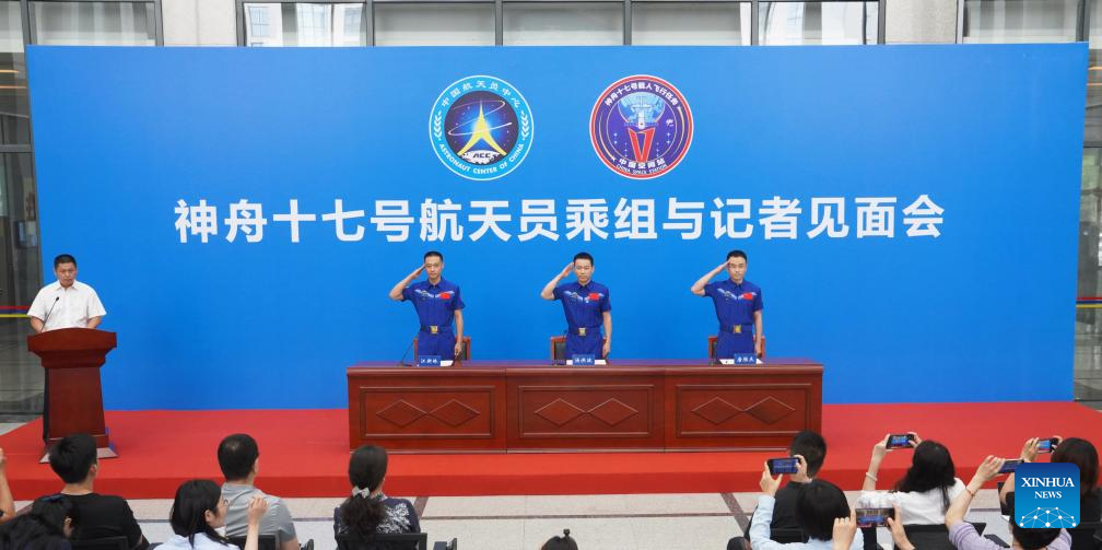 Shenzhou-17 astronauts meet press after return from space