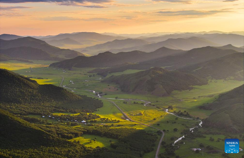 Sunset scenery at Wulanmaodu pasture in Inner Mongolia