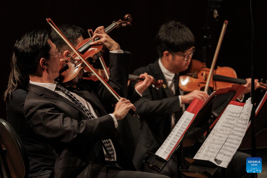 Members of China National Symphony Orchestra perform in Rio de Janeiro, Brazil