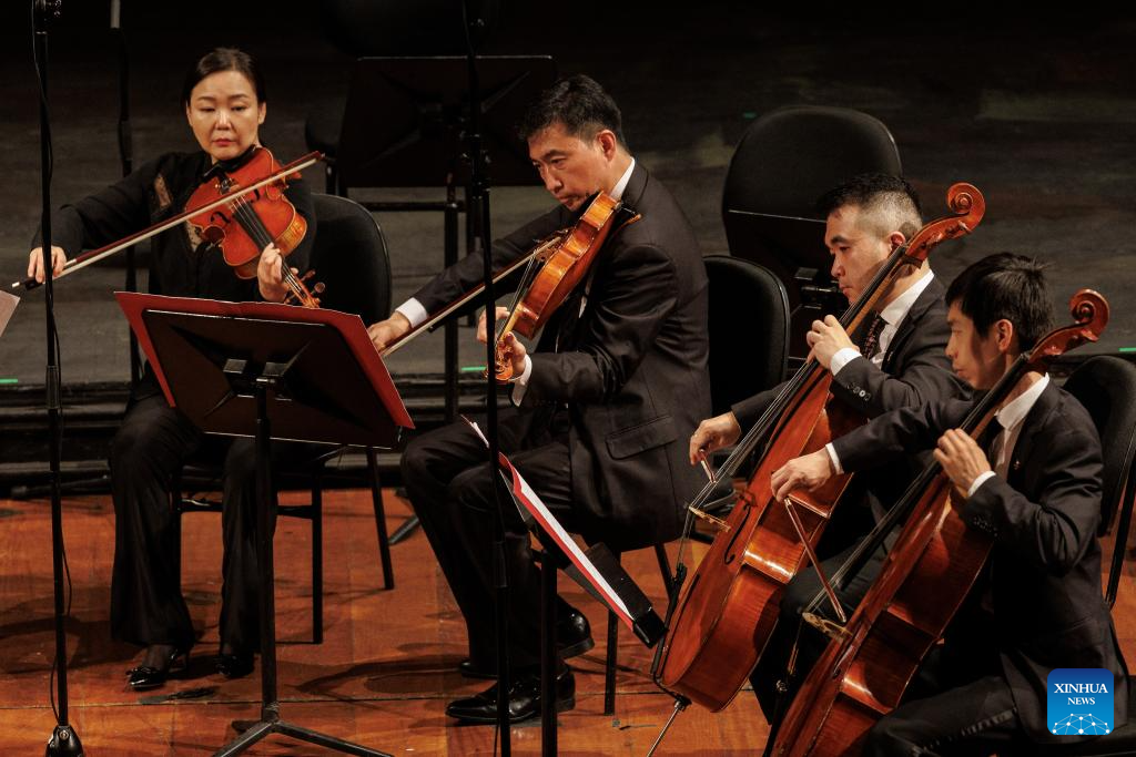 Members of China National Symphony Orchestra perform in Rio de Janeiro, Brazil