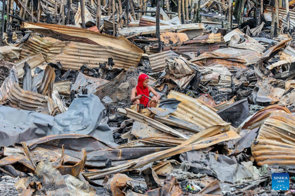 Aftermath of slum area fire in Cavite, Philippines