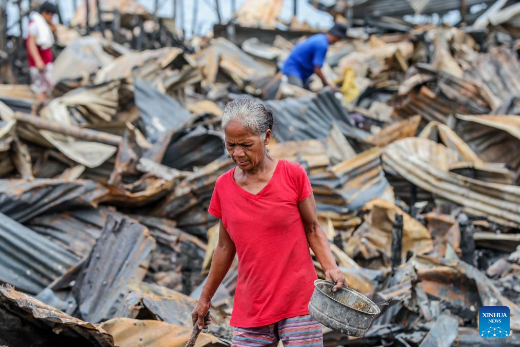 Aftermath of slum area fire in Cavite, Philippines