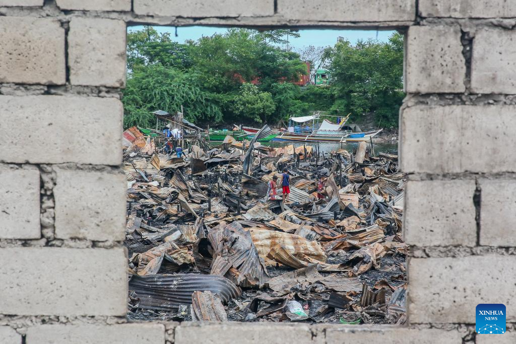 Aftermath of slum area fire in Cavite, Philippines