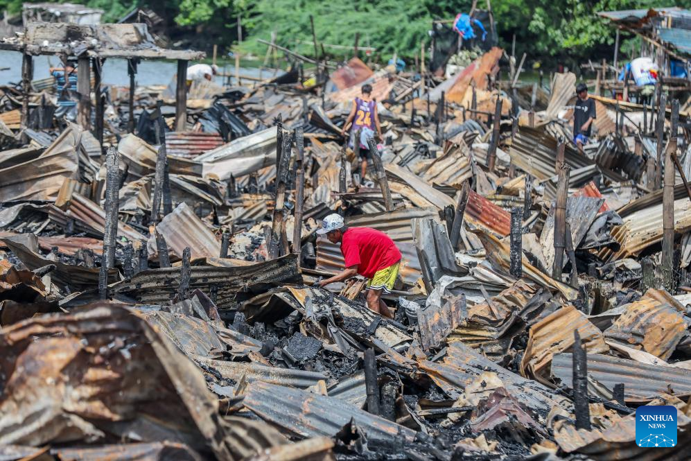 Aftermath of slum area fire in Cavite, Philippines