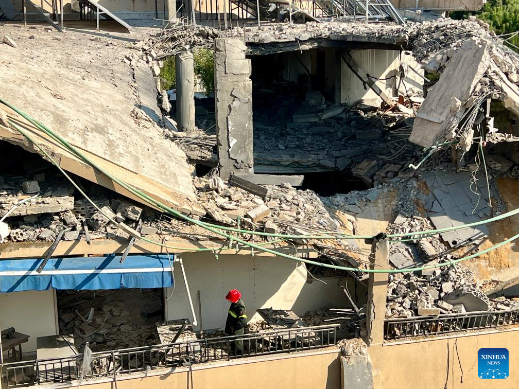 Aftermath of Israeli airstrike in Wardaniyeh, Lebanon