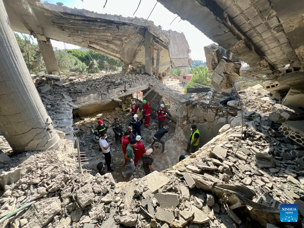 Aftermath of Israeli airstrike in Wardaniyeh, Lebanon