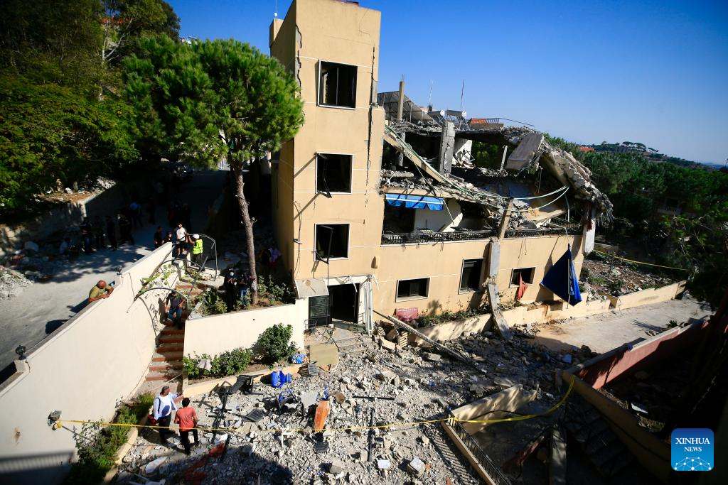 Aftermath of Israeli airstrike in Wardaniyeh, Lebanon