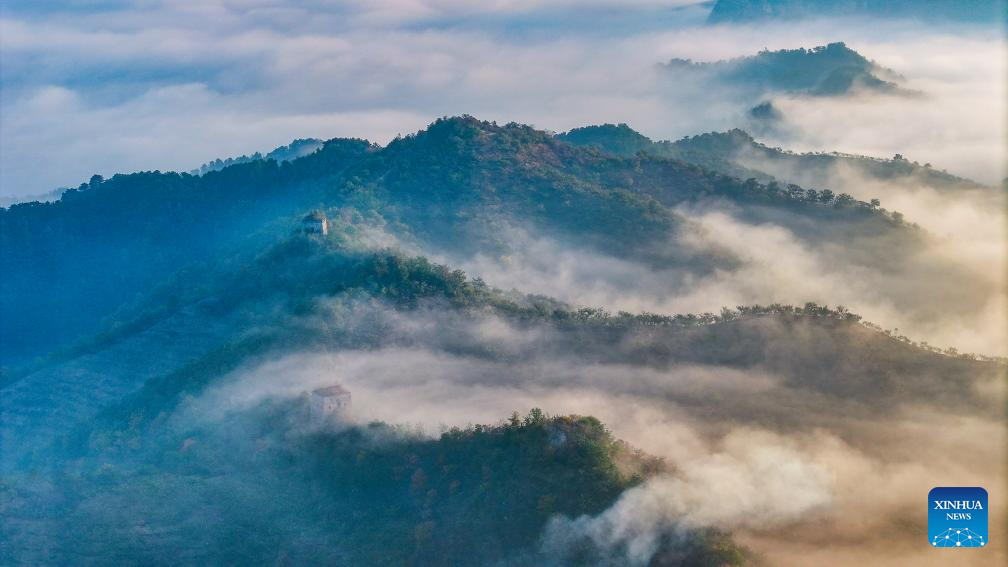 Morning scenery at ancient Great Wall in Xiaochang Township, N China