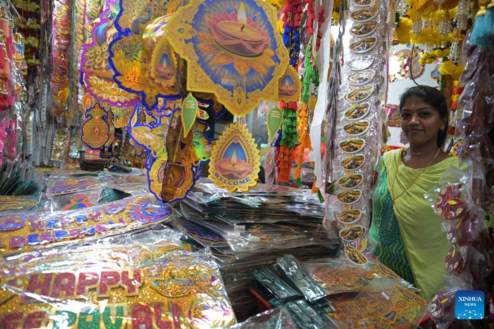 People shop for upcoming Hindu festival Deepavali in Singapore