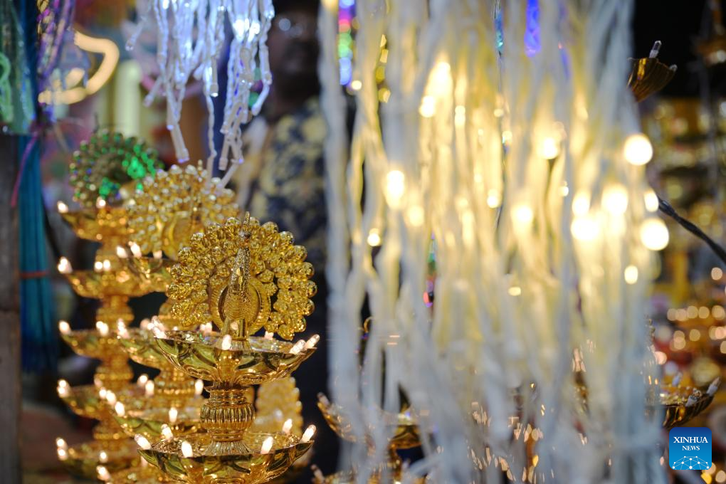 People shop for upcoming Hindu festival Deepavali in Singapore