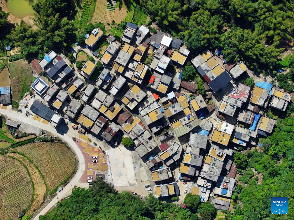 Villagers air rice in Debao County, S China's Guangxi