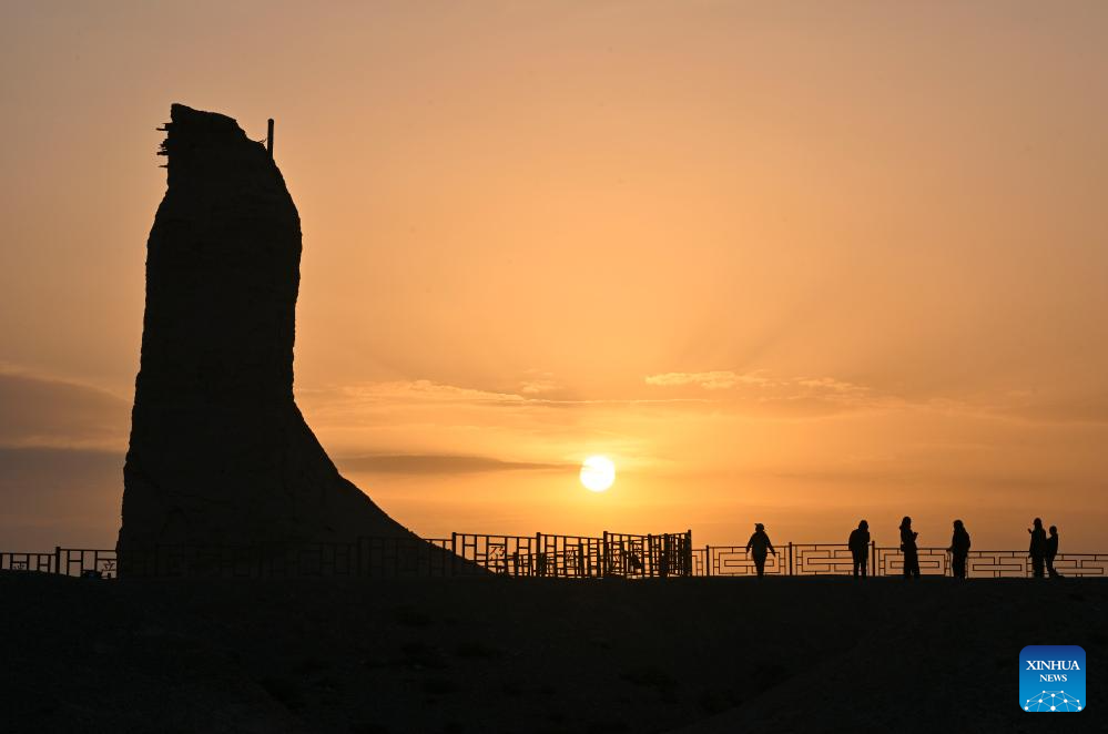 View of Kizilgaha Beacon Tower scenic spot in China's Xinjiang