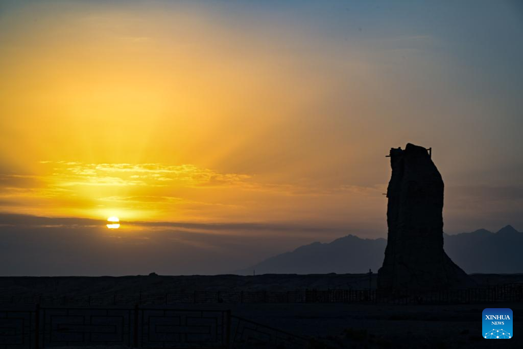 View of Kizilgaha Beacon Tower scenic spot in China's Xinjiang