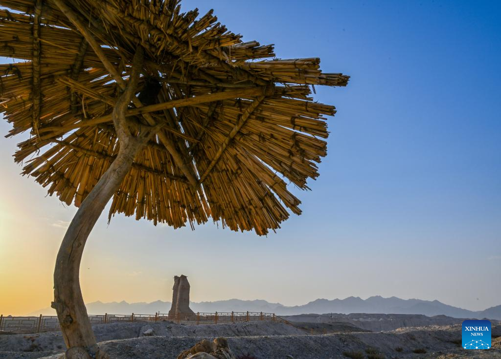 View of Kizilgaha Beacon Tower scenic spot in China's Xinjiang