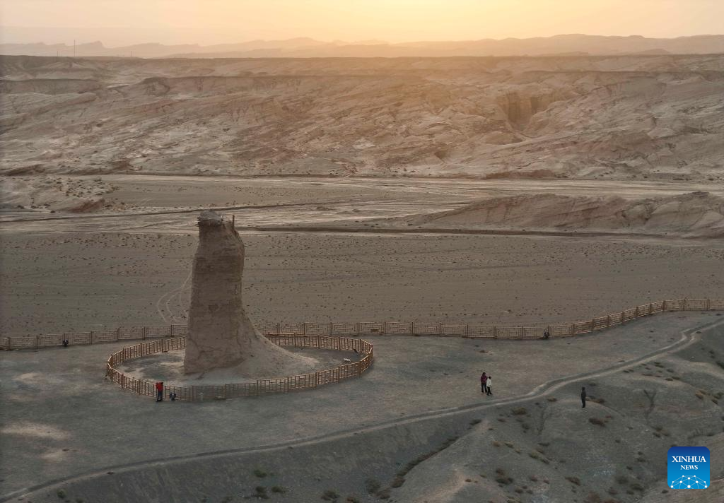 View of Kizilgaha Beacon Tower scenic spot in China's Xinjiang