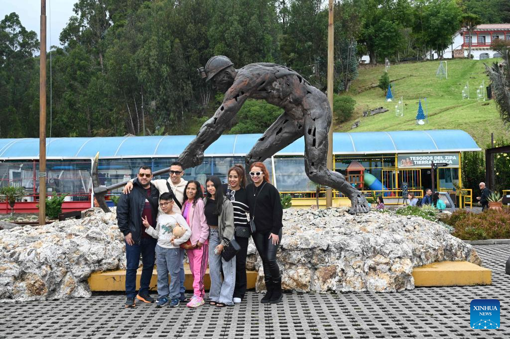 People visit Salt Cathedral of Zipaquira in Colombia