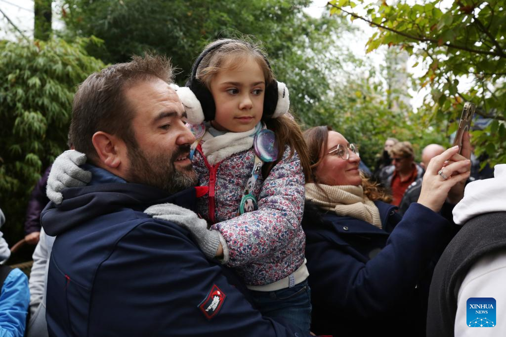 People bid farewell to three giant pandas in Belgian zoo