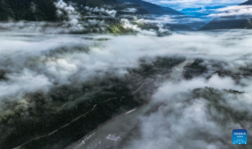 Sea of clouds seen in Medog County, SW China's Xizang