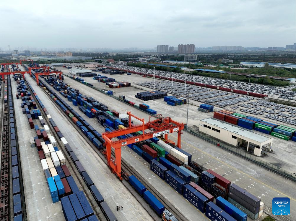 In pics: railway station of CRIntermodal in Wuhan, C China