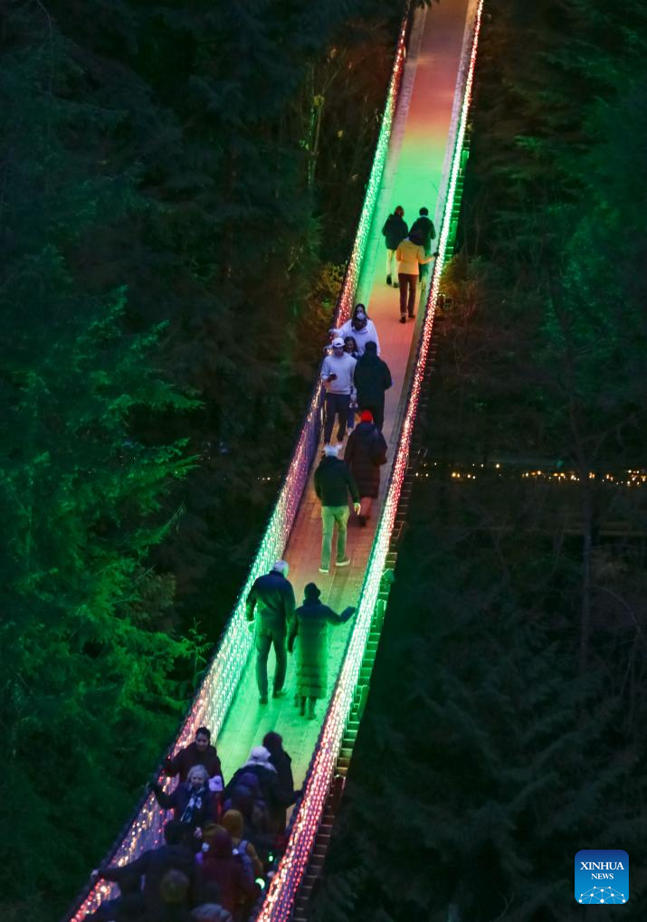 Light decorations set up during Canyon Lights preview event in Canada