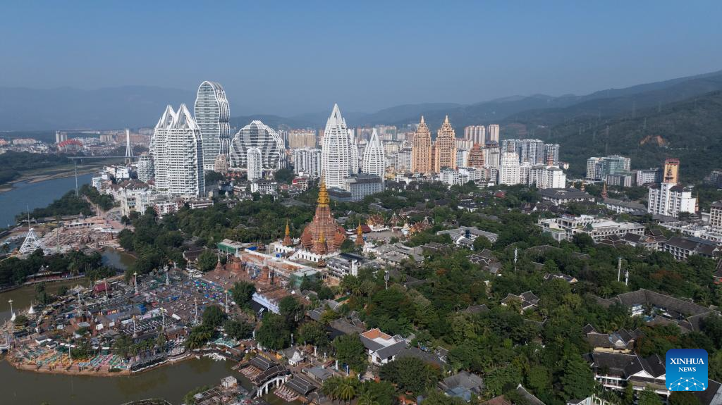 View of Jinghong City in SW China's Yunnan