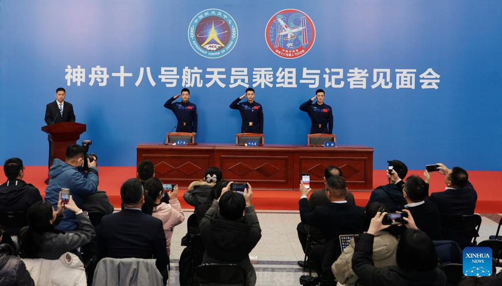 Shenzhou-18 astronauts meet press after return from space