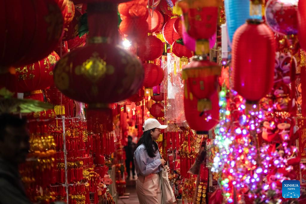 People choose Chinese New Year decorations in Jakarta