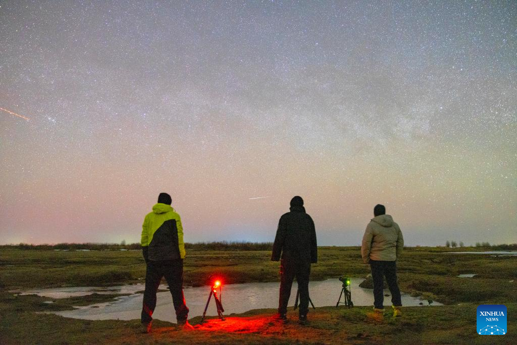 Aurora seen at night in China's Heilongjiang