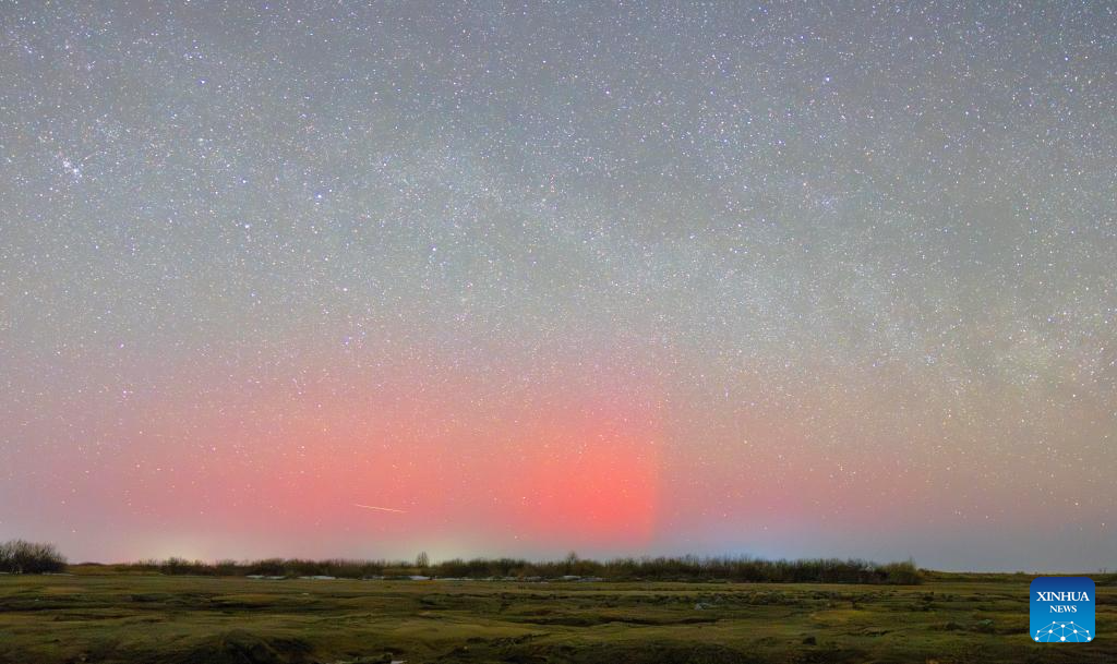 Aurora seen at night in China's Heilongjiang