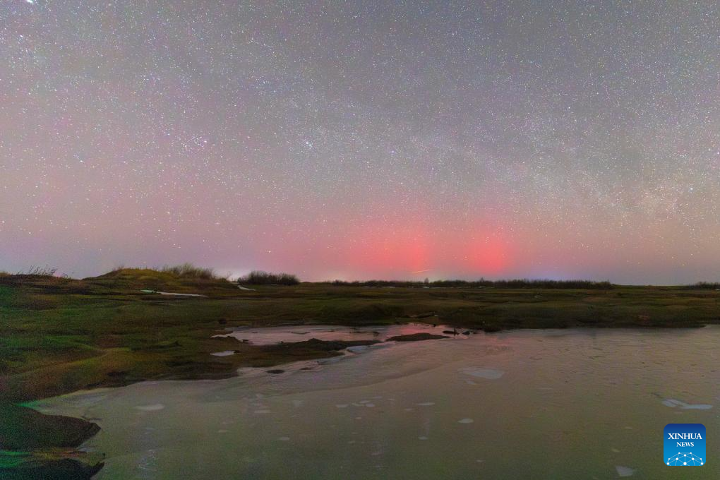 Aurora seen at night in China's Heilongjiang