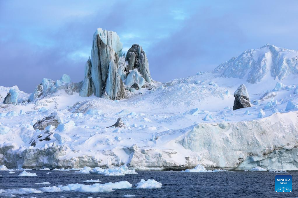 View of icebergs in Denmark