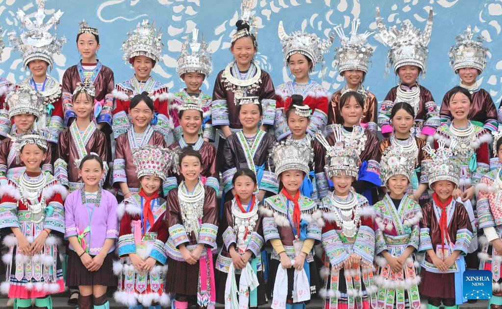 Celebration held before Sanyuesan Festival at primary school in China's Guangxi