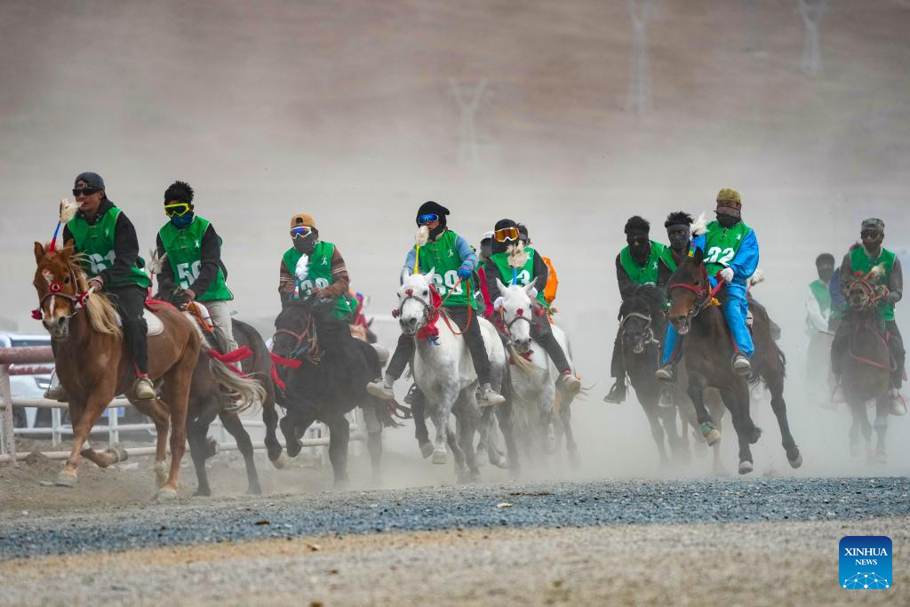 Horse races held in Damxung County, China's Xizang