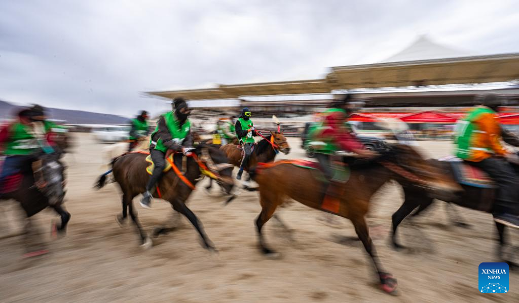 Horse races held in Damxung County, China's Xizang
