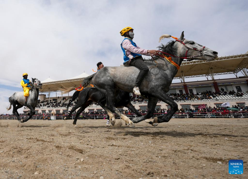 Horse races held in Damxung County, China's Xizang