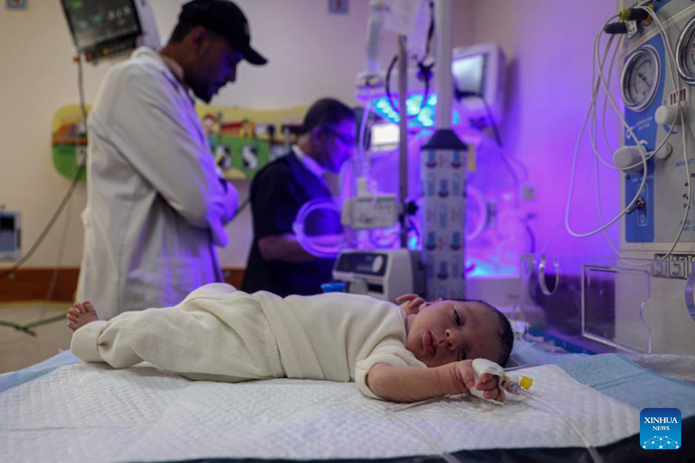 Palestinian premature babies receive medical care in central Gaza Strip