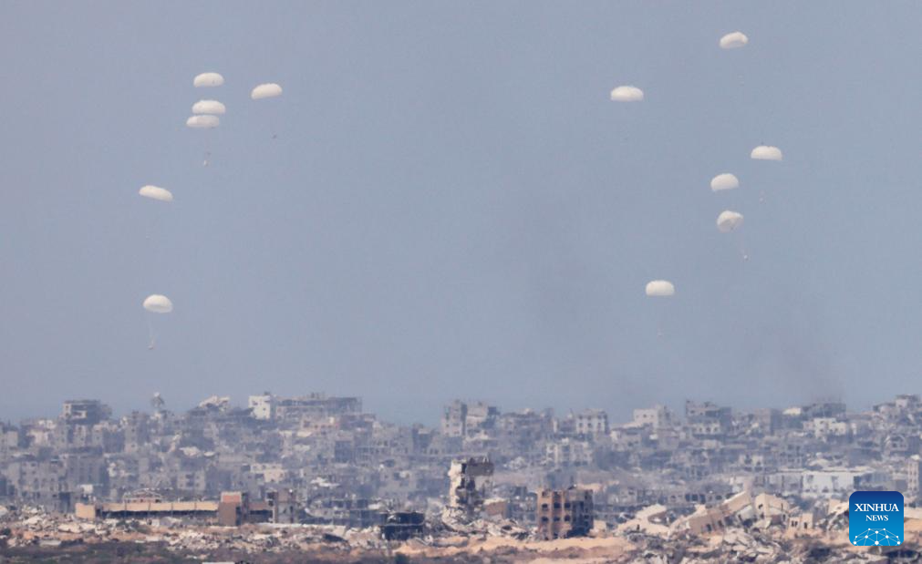 Aid packages airdropped over Gaza Strip