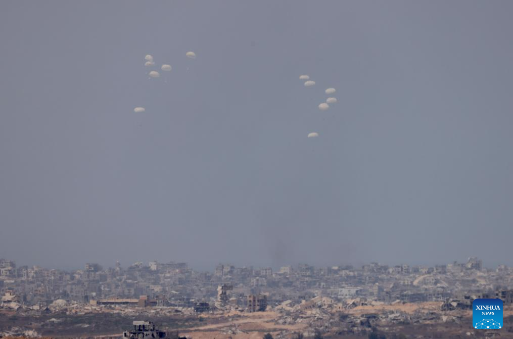 Aid packages airdropped over Gaza Strip