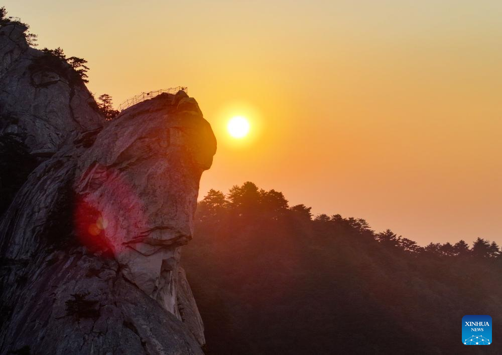 Scenery of Guifeng mountain at sunrise in China's Hubei
