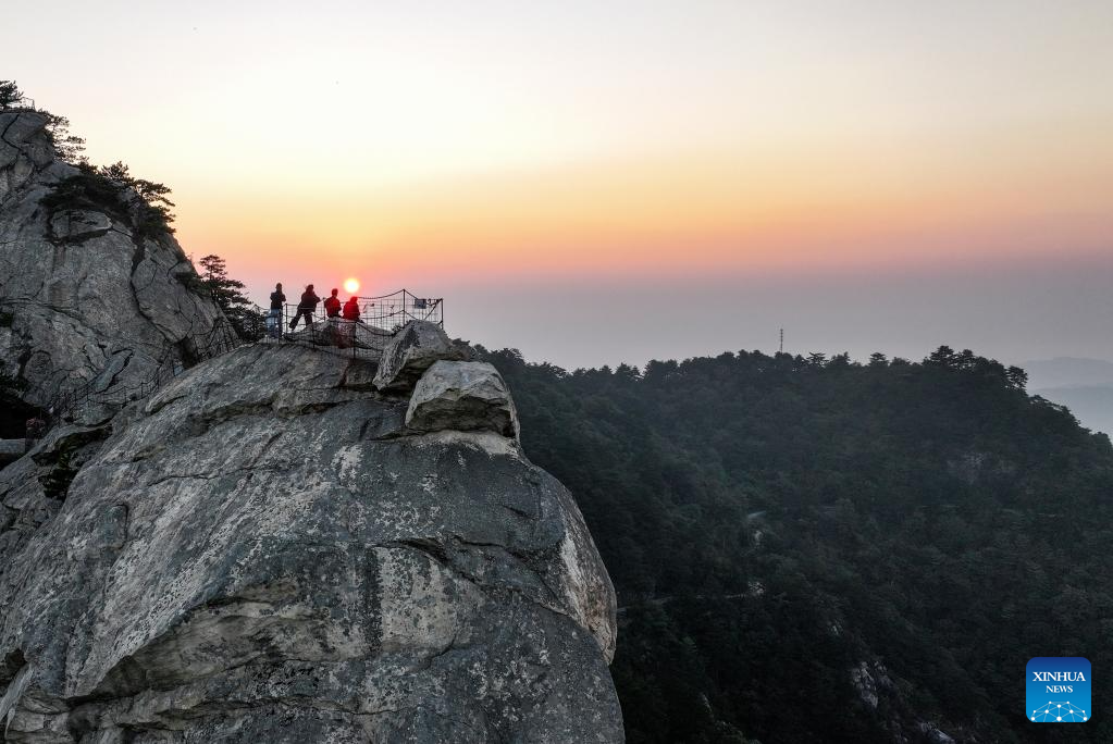 Scenery of Guifeng mountain at sunrise in China's Hubei