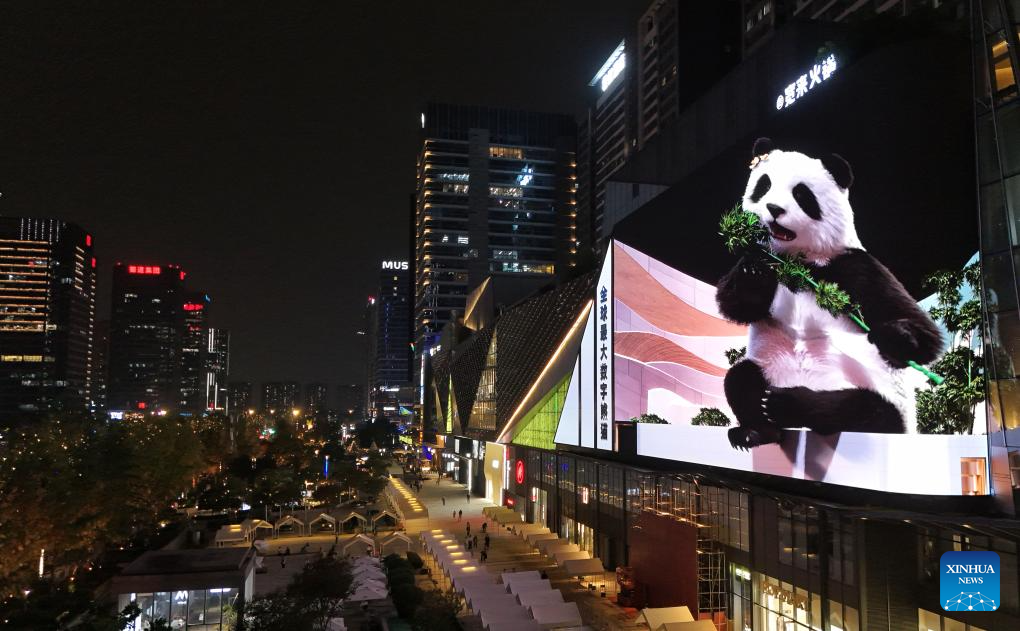 Glasses-free 3D panda becomes iconic local attraction in Chengdu, SW China