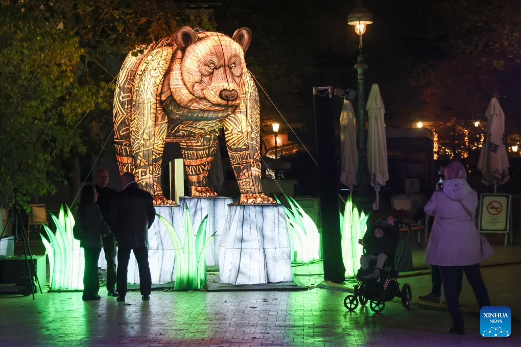 Animals of World Chinese Lantern Festival held in Budapest, Hungary