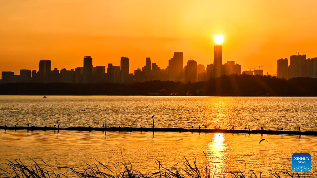 Scenery of Donghu Lake at sunset in Wuhan