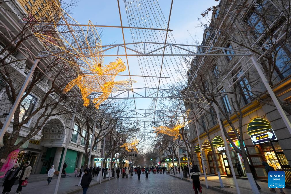 Tourists visit Central Street in Harbin, China's Heilongjiang