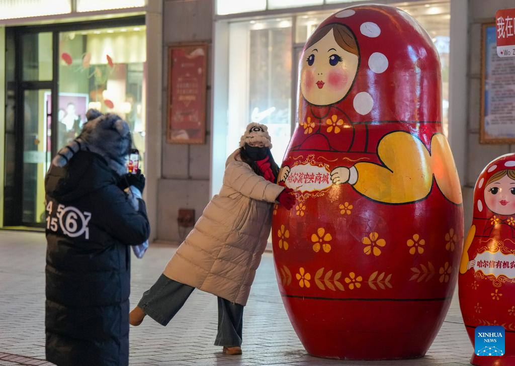 Tourists visit Central Street in Harbin, China's Heilongjiang